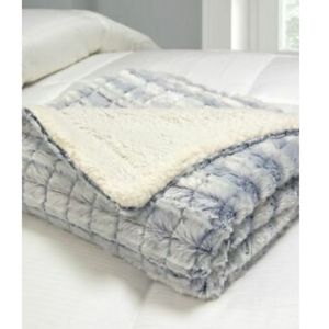 Royal Luxe Micromink/Sherpa Reversible Navy Throw
